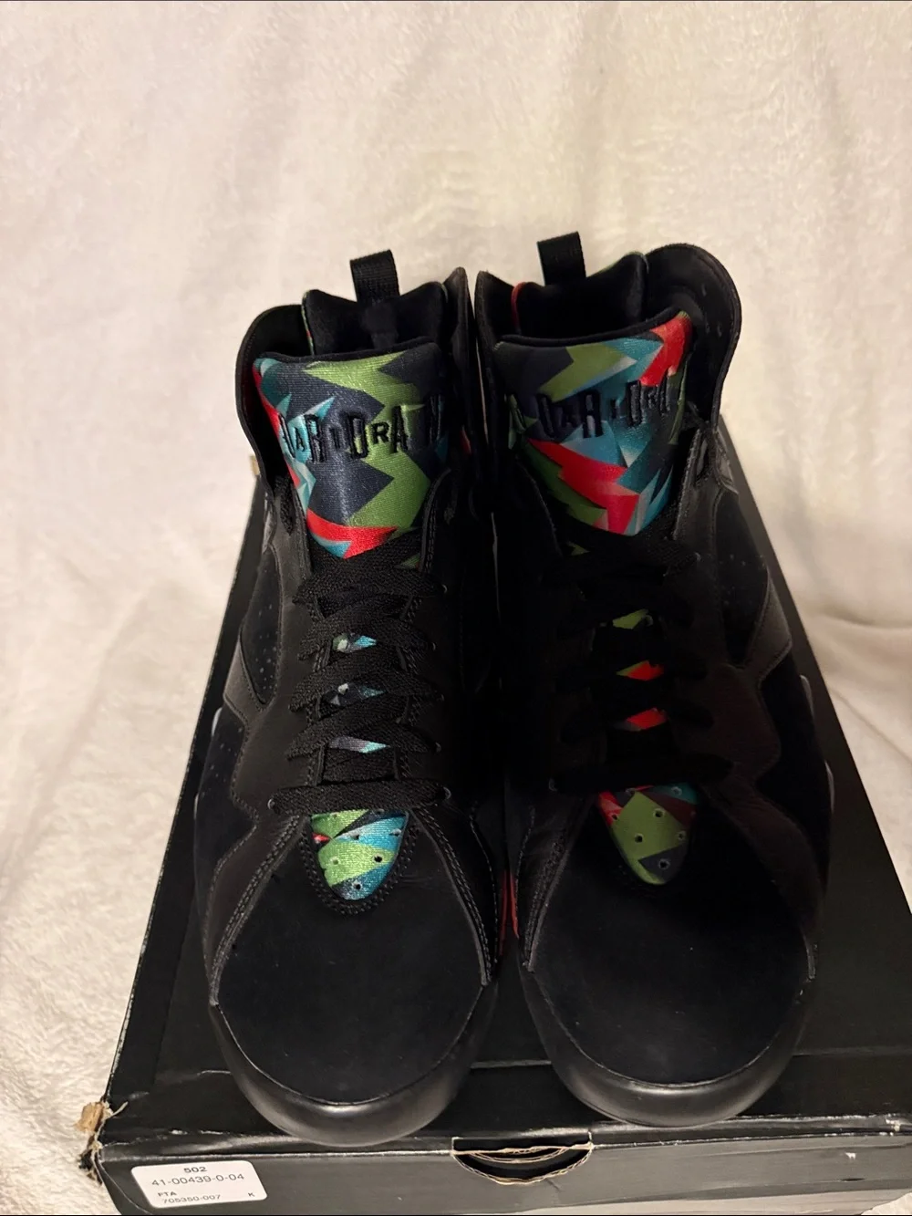 2015 30 yr anniversary Jordan Retro 7 Black Shoes with Red, Green and Teal